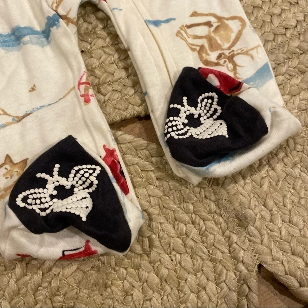 Burts Bees Baby Sleigh reindeer adventure Ride Organic Cotton Sleeper 0/3m NWT